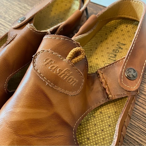 HSY Fashion Men's 100% Caoutchouc Leather Closed Toe Sandal Brown Size 47 - Picture 4 of 10